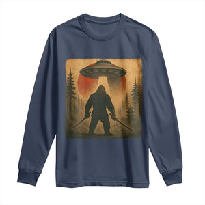 Samurai Bigfoot Long Sleeve Shirt Japanese Vintage Ukiyoe Style TS12 Navy Print Your Wear