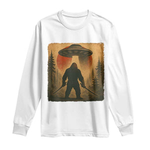 Samurai Bigfoot Long Sleeve Shirt Japanese Vintage Ukiyoe Style TS12 White Print Your Wear