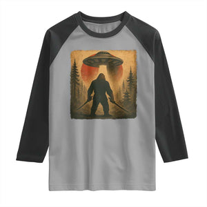 Samurai Bigfoot Raglan Shirt Japanese Vintage Ukiyoe Style TS12 Sport Gray Black Print Your Wear