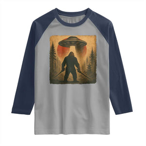 Samurai Bigfoot Raglan Shirt Japanese Vintage Ukiyoe Style TS12 Sport Gray Navy Print Your Wear
