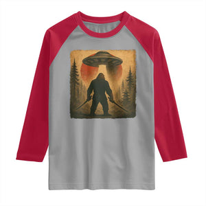 Samurai Bigfoot Raglan Shirt Japanese Vintage Ukiyoe Style TS12 Sport Gray Red Print Your Wear
