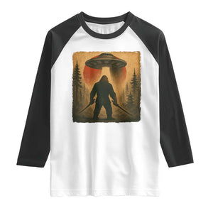Samurai Bigfoot Raglan Shirt Japanese Vintage Ukiyoe Style TS12 White Black Print Your Wear