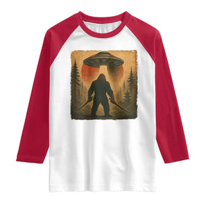 Samurai Bigfoot Raglan Shirt Japanese Vintage Ukiyoe Style TS12 White Red Print Your Wear