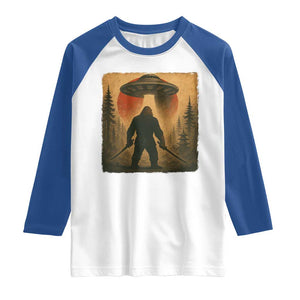 Samurai Bigfoot Raglan Shirt Japanese Vintage Ukiyoe Style TS12 White Royal Print Your Wear