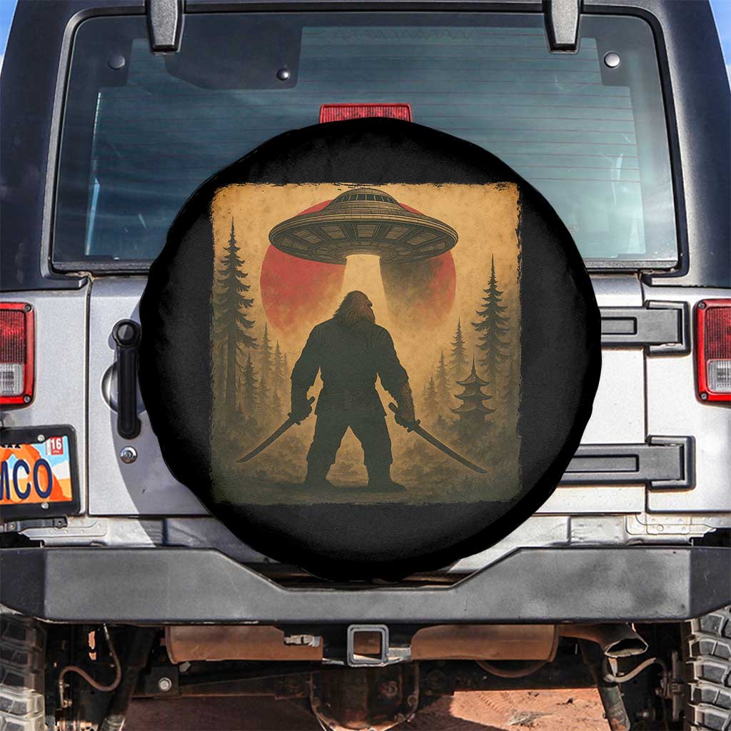 Samurai Bigfoot Spare Tire Cover Japanese Vintage Ukiyoe Style TS12 No hole Black Print Your Wear