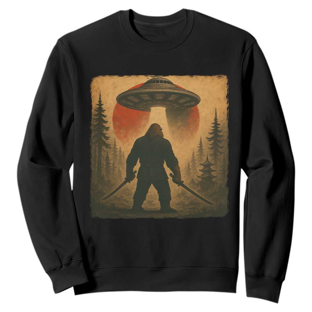 Samurai Bigfoot Sweatshirt Japanese Vintage Ukiyoe Style TS12 Black Print Your Wear