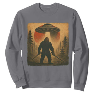 Samurai Bigfoot Sweatshirt Japanese Vintage Ukiyoe Style TS12 Charcoal Print Your Wear