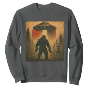 Samurai Bigfoot Sweatshirt Japanese Vintage Ukiyoe Style TS12 Dark Heather Print Your Wear