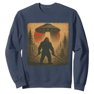 Samurai Bigfoot Sweatshirt Japanese Vintage Ukiyoe Style TS12 Navy Print Your Wear