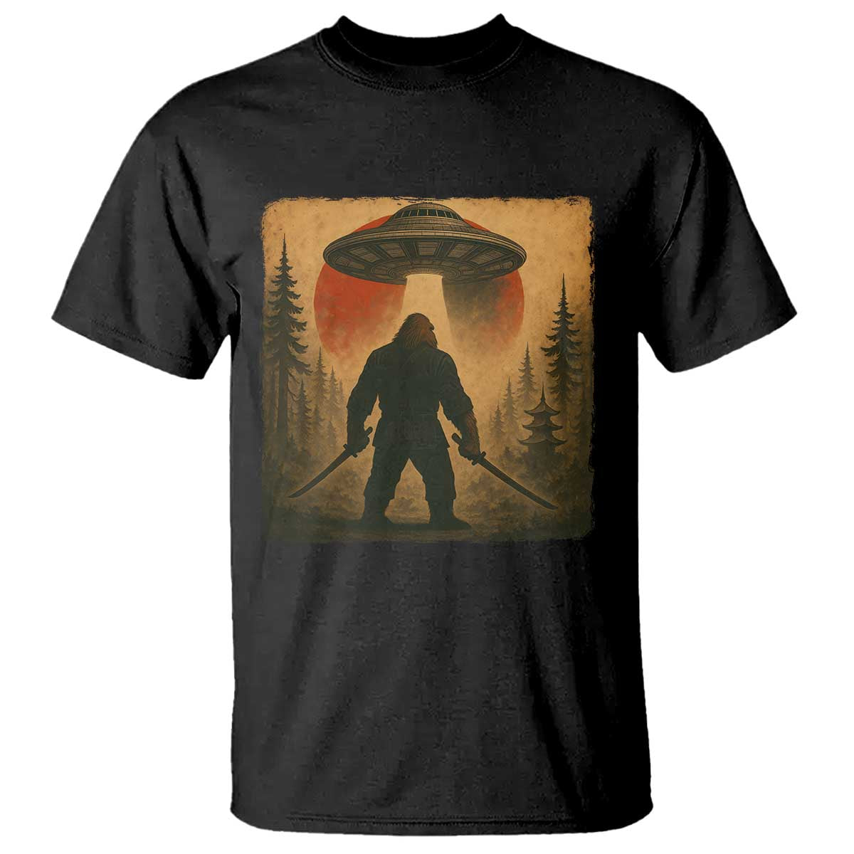 Samurai Bigfoot T Shirt Japanese Vintage Ukiyoe Style TS12 Black Print Your Wear
