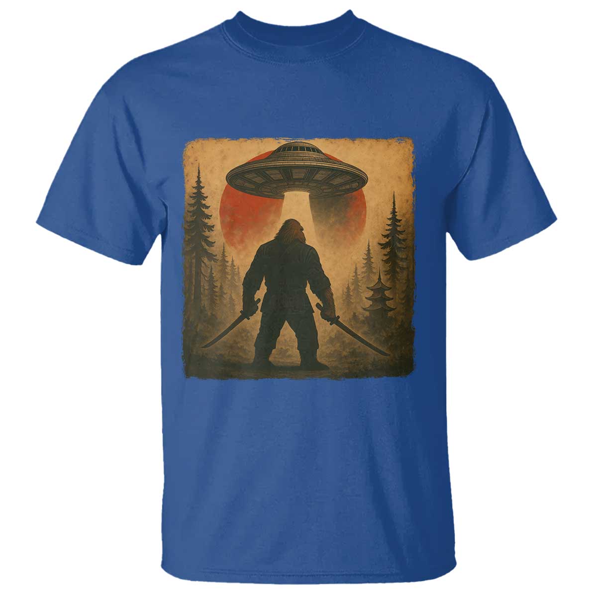 Samurai Bigfoot T Shirt Japanese Vintage Ukiyoe Style TS12 Royal Blue Print Your Wear