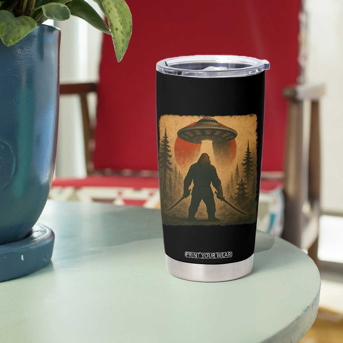 Samurai Bigfoot Tumbler Cup Japanese Vintage Ukiyoe Style TS12 Print Your Wear