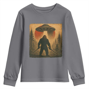 Samurai Bigfoot Youth Sweatshirt Japanese Vintage Ukiyoe Style TS12 Charcoal Print Your Wear