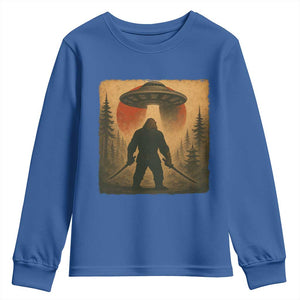 Samurai Bigfoot Youth Sweatshirt Japanese Vintage Ukiyoe Style TS12 Royal Blue Print Your Wear