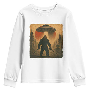 Samurai Bigfoot Youth Sweatshirt Japanese Vintage Ukiyoe Style TS12 White Print Your Wear