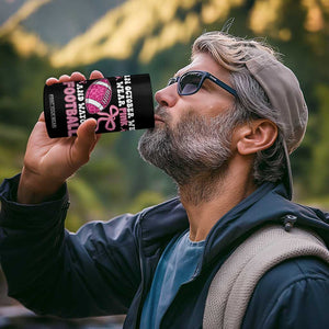 In October We Wear Pink And Watch Football 4 in 1 Can Cooler Tumbler Breast Cancer Awareness Gift TS12 Print Your Wear