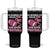 In October We Wear Pink And Watch Football Tumbler With Handle Breast Cancer Awareness Gift TS12 One Size: 40 oz Black Print Your Wear