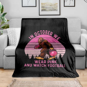 In October We Wear Pink Football Throw Blanket Support Breast Cancer Awareness TS12 Print Your Wear