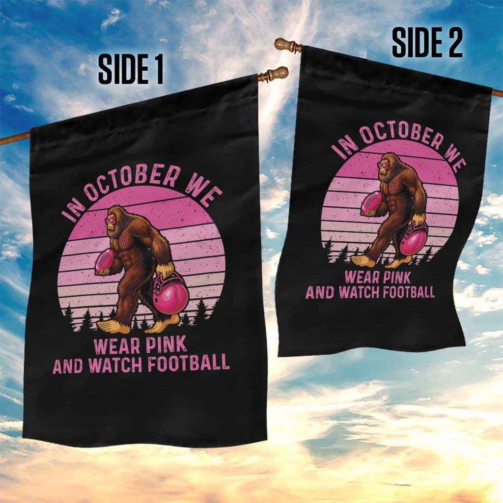 In October We Wear Pink Football Garden Flag Support Breast Cancer Awareness TS12 Print Your Wear