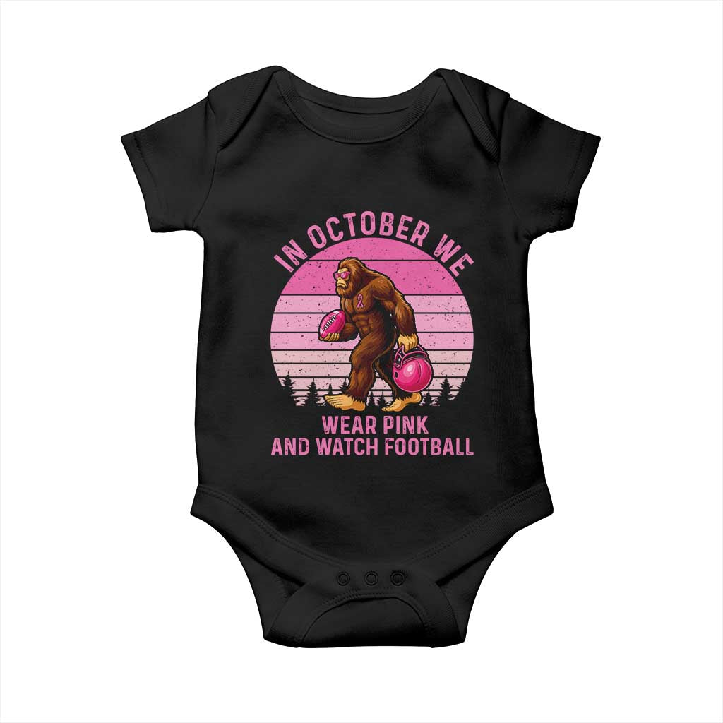 In October We Wear Pink Football Baby Onesie Support Breast Cancer Awareness TS12 Black Print Your Wear