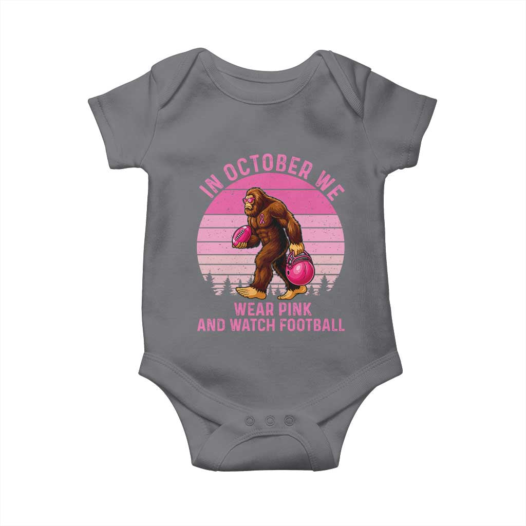 In October We Wear Pink Football Baby Onesie Support Breast Cancer Awareness TS12 Charcoal Print Your Wear