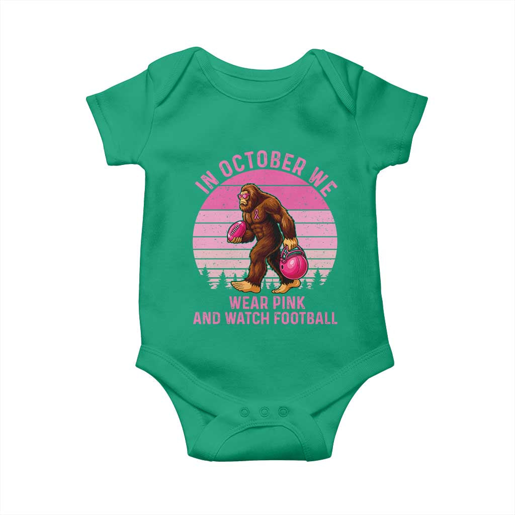 In October We Wear Pink Football Baby Onesie Support Breast Cancer Awareness TS12 Irish Green Print Your Wear