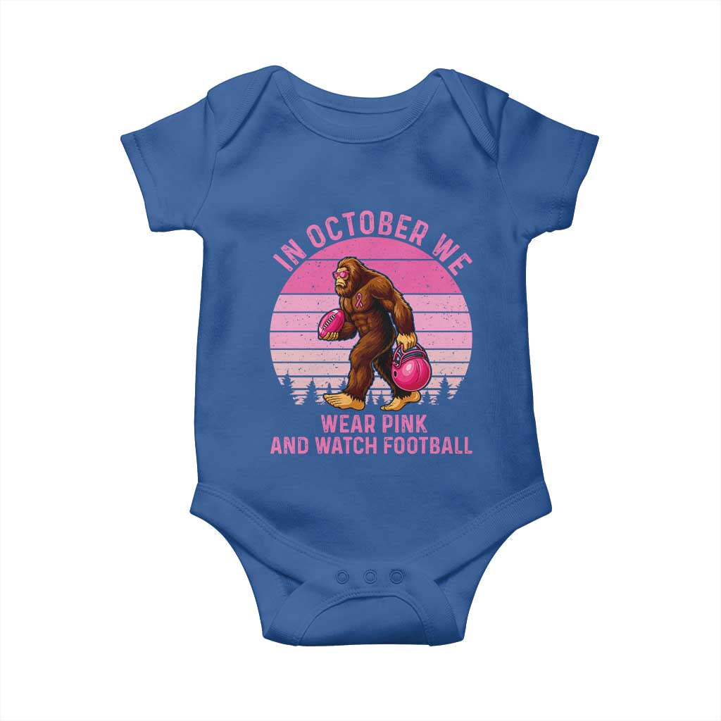 In October We Wear Pink Football Baby Onesie Support Breast Cancer Awareness TS12 Royal Blue Print Your Wear