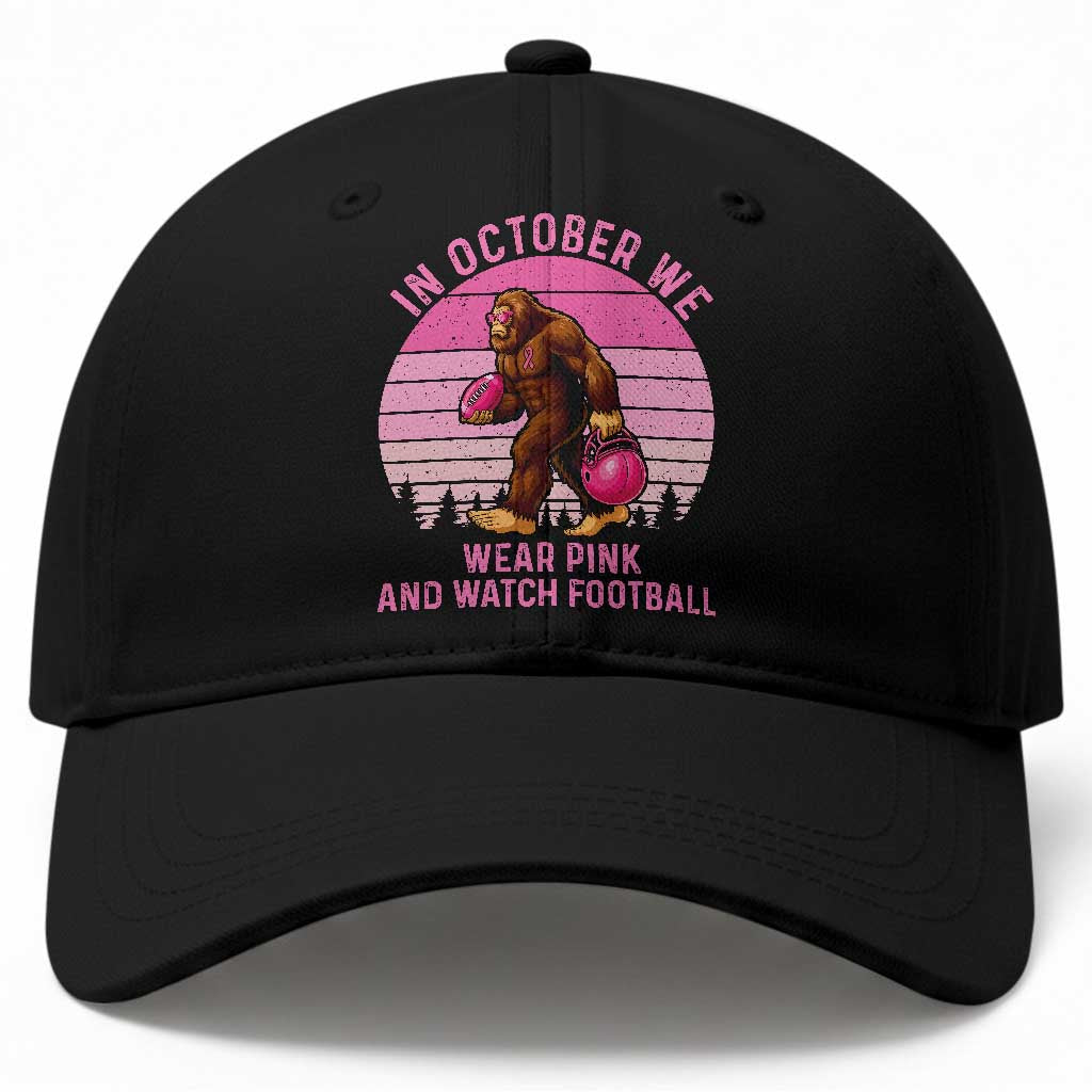 In October We Wear Pink Football Baseball Cap Support Breast Cancer Awareness TS12 Print Your Wear