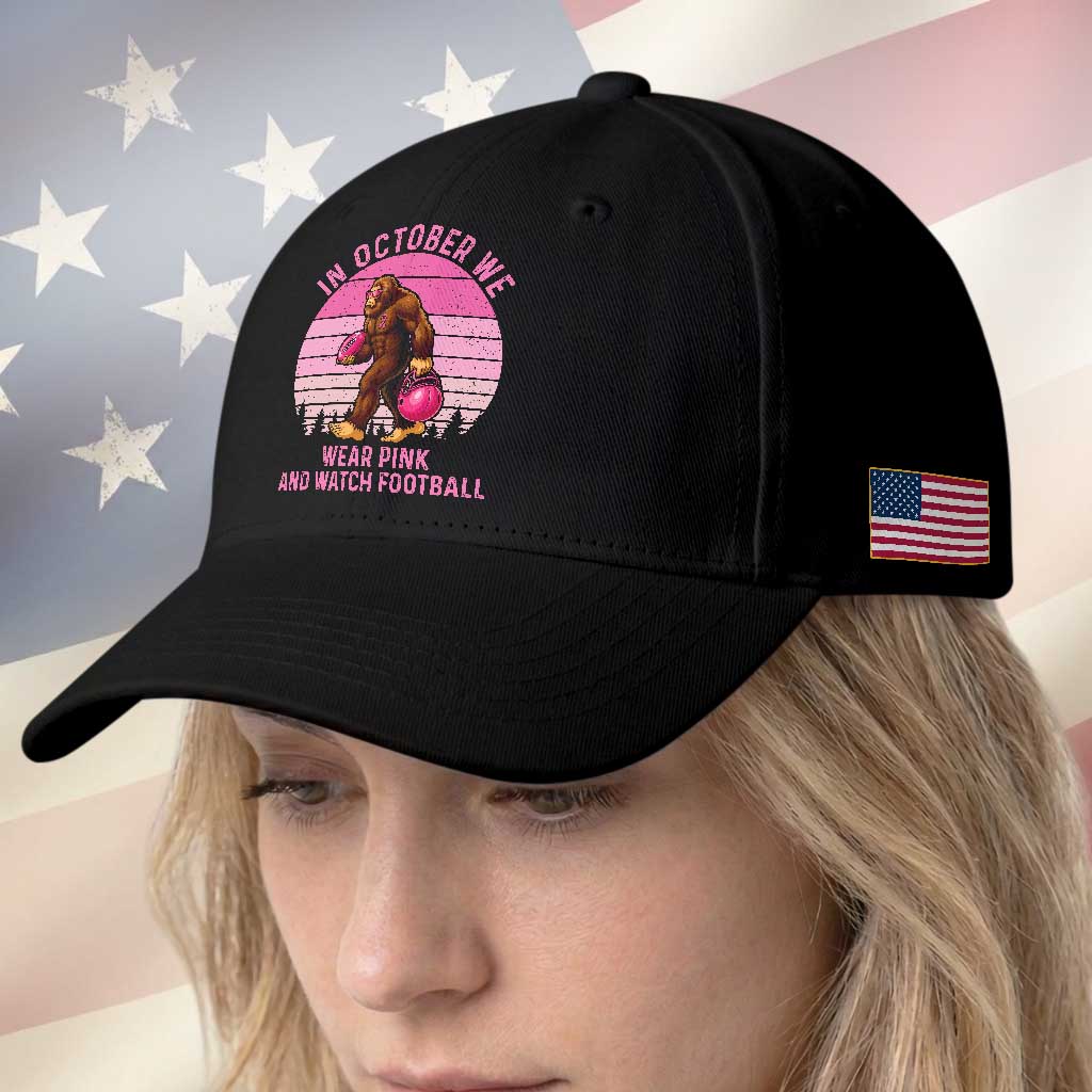 In October We Wear Pink Football Baseball Cap Support Breast Cancer Awareness TS12 Print Your Wear