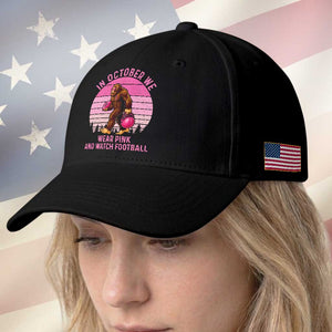 In October We Wear Pink Football Baseball Cap Support Breast Cancer Awareness TS12 Print Your Wear