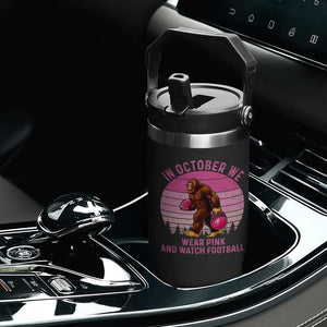 In October We Wear Pink Football Flip Straw Tumbler Support Breast Cancer Awareness TS12 Print Your Wear