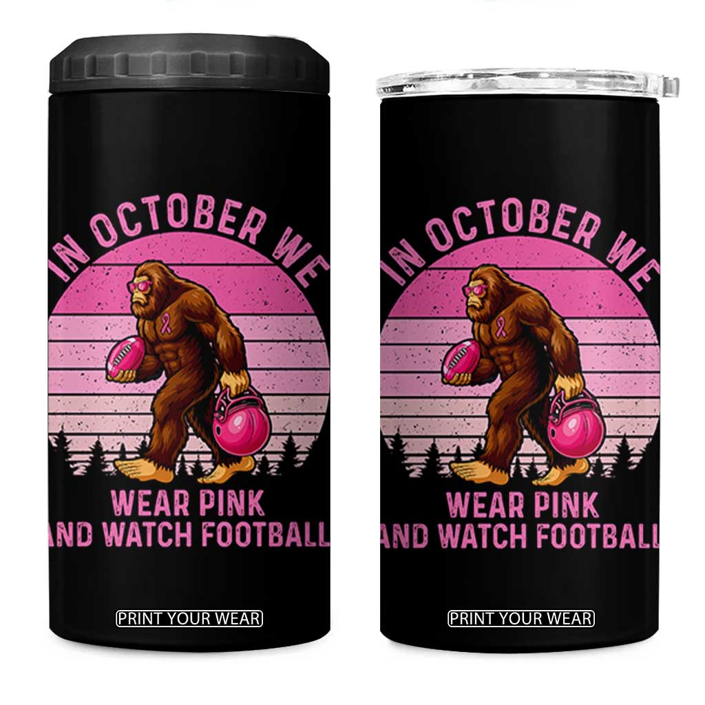 In October We Wear Pink Football 4 in 1 Can Cooler Tumbler Support Breast Cancer Awareness TS12 One Size: 16 oz Black Print Your Wear