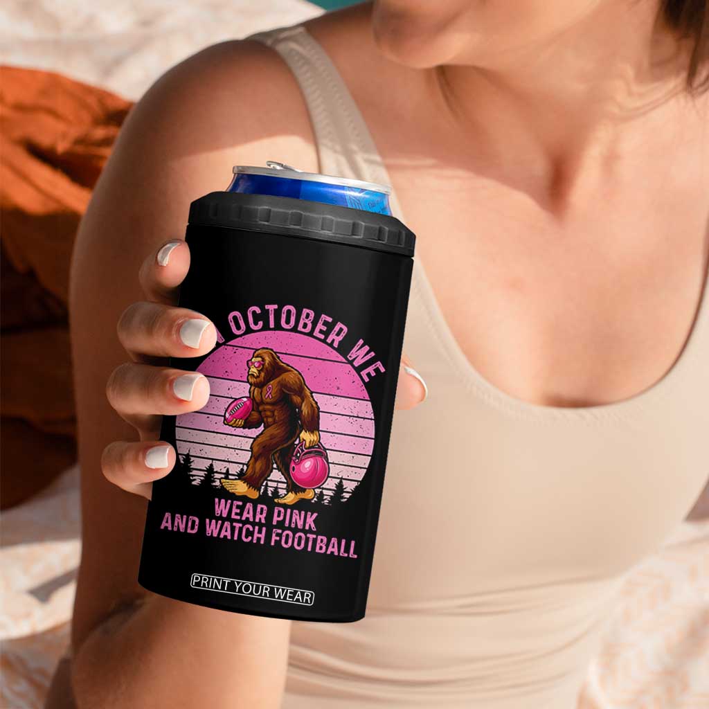 In October We Wear Pink Football 4 in 1 Can Cooler Tumbler Support Breast Cancer Awareness TS12 Print Your Wear