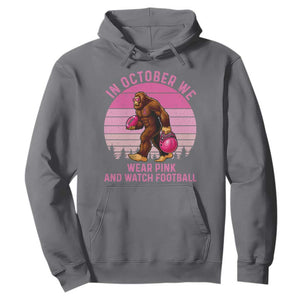 In October We Wear Pink Football Hoodie Support Breast Cancer Awareness TS12 Charcoal Print Your Wear