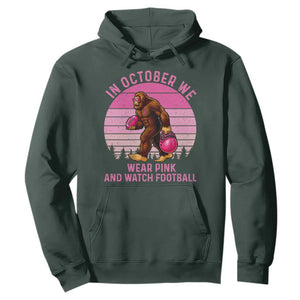 In October We Wear Pink Football Hoodie Support Breast Cancer Awareness TS12 Dark Forest Green Print Your Wear