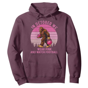 In October We Wear Pink Football Hoodie Support Breast Cancer Awareness TS12 Maroon Print Your Wear