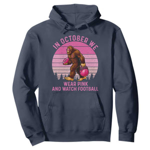 In October We Wear Pink Football Hoodie Support Breast Cancer Awareness TS12 Navy Print Your Wear