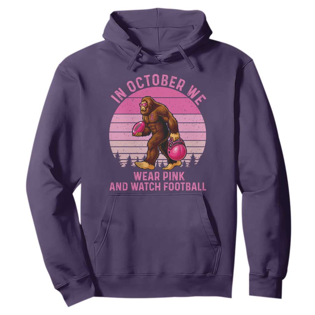 In October We Wear Pink Football Hoodie Support Breast Cancer Awareness TS12 Purple Print Your Wear