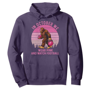 In October We Wear Pink Football Hoodie Support Breast Cancer Awareness TS12 Purple Print Your Wear