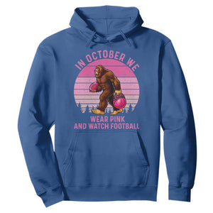 In October We Wear Pink Football Hoodie Support Breast Cancer Awareness TS12 Royal Blue Print Your Wear