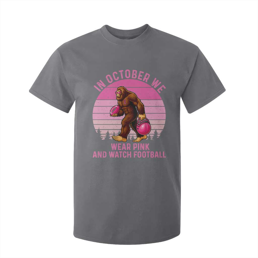 In October We Wear Pink Football T Shirt For Kid Support Breast Cancer Awareness TS12 Charcoal Print Your Wear