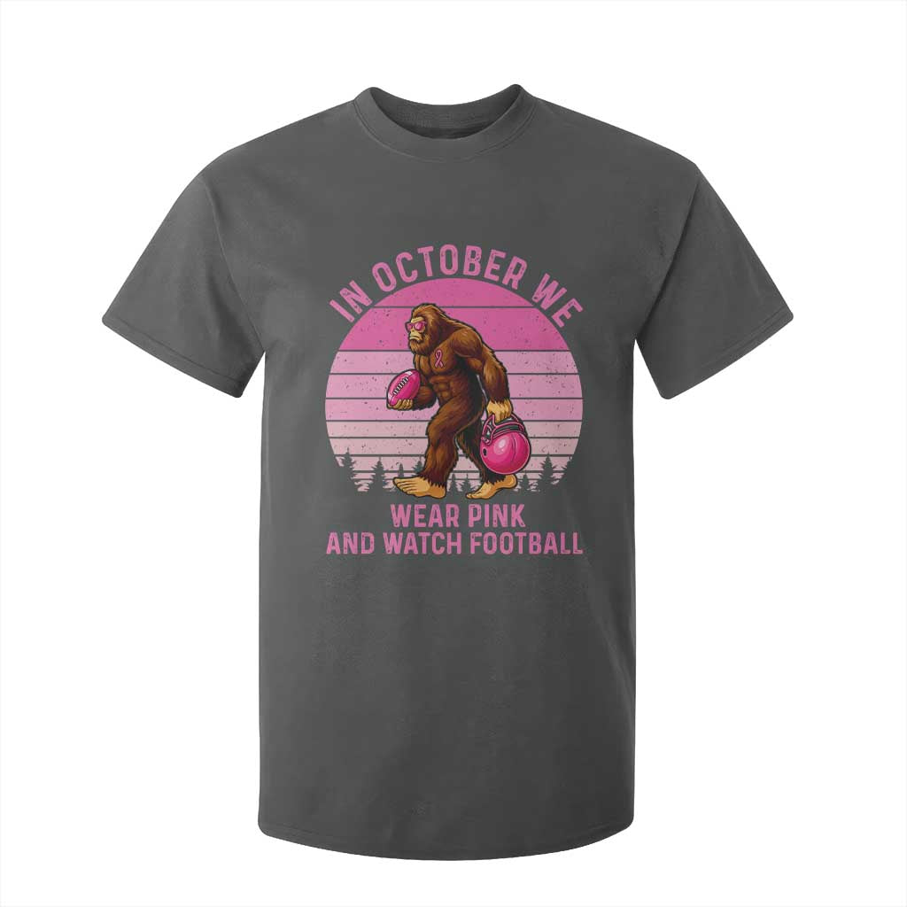 In October We Wear Pink Football T Shirt For Kid Support Breast Cancer Awareness TS12 Dark Heather Print Your Wear