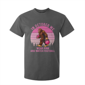 In October We Wear Pink Football T Shirt For Kid Support Breast Cancer Awareness TS12 Dark Heather Print Your Wear