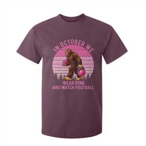 In October We Wear Pink Football T Shirt For Kid Support Breast Cancer Awareness TS12 Maroon Print Your Wear