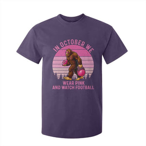 In October We Wear Pink Football T Shirt For Kid Support Breast Cancer Awareness TS12 Purple Print Your Wear