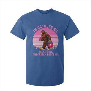 In October We Wear Pink Football T Shirt For Kid Support Breast Cancer Awareness TS12 Royal Blue Print Your Wear