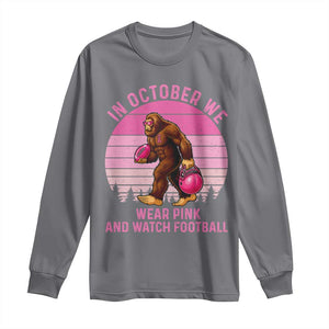 In October We Wear Pink Football Long Sleeve Shirt Support Breast Cancer Awareness TS12 Charcoal Print Your Wear