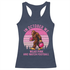 In October We Wear Pink Football Racerback Tank Top Support Breast Cancer Awareness TS12 Navy Print Your Wear
