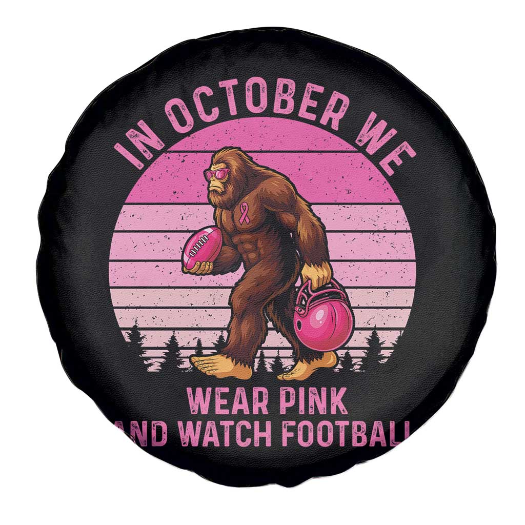In October We Wear Pink Football Spare Tire Cover Support Breast Cancer Awareness TS12 Print Your Wear