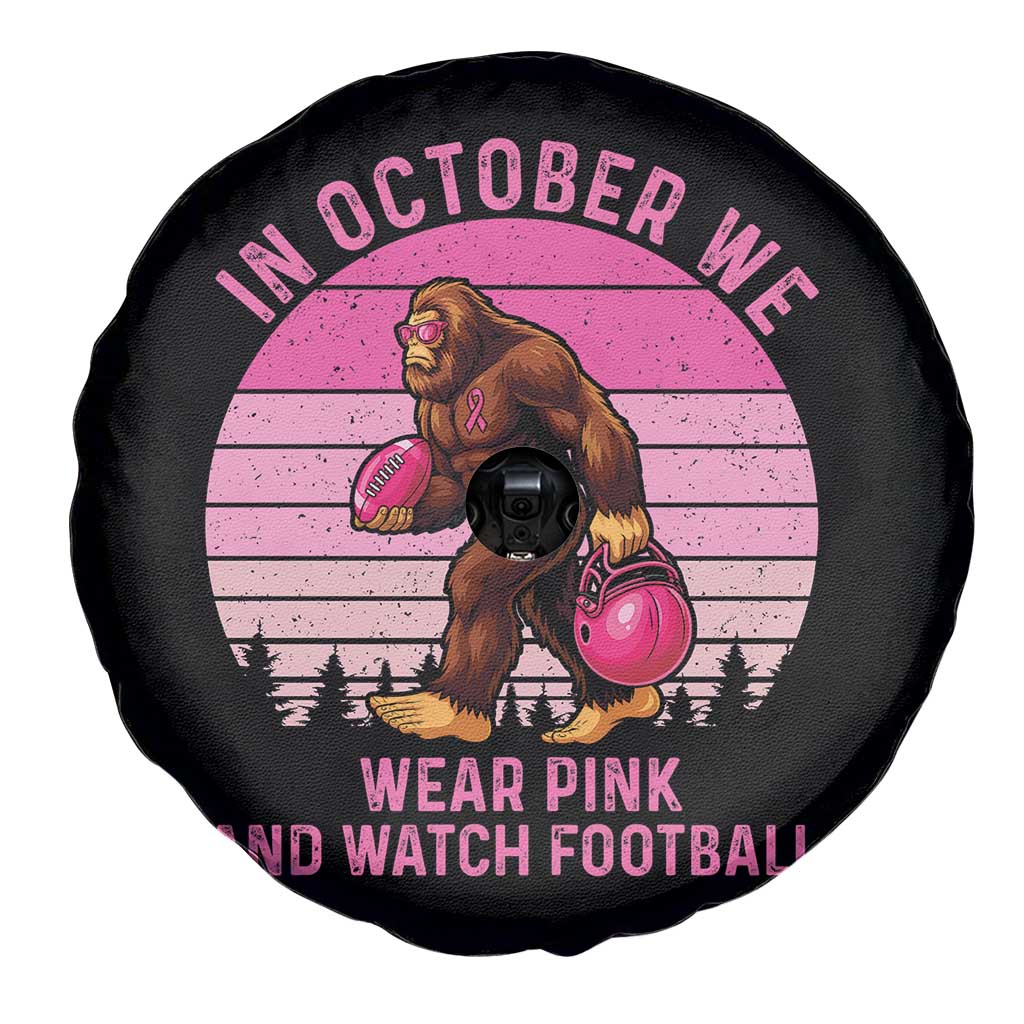 In October We Wear Pink Football Spare Tire Cover Support Breast Cancer Awareness TS12 Print Your Wear